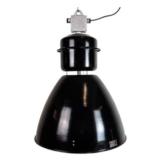 Large Industrial Black Factory Pendant Lamp from Elektrosvit, 1960s For Sale