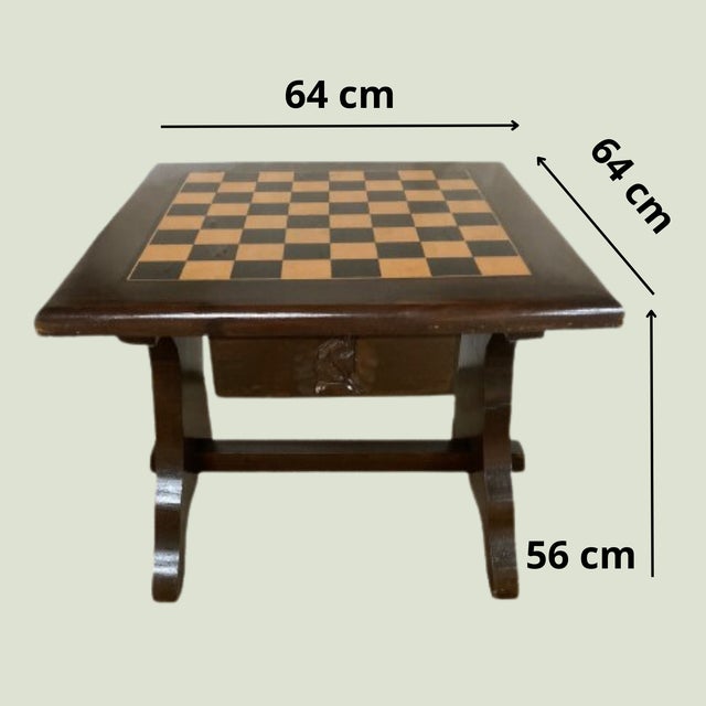 Walnut Chess Table With Hand-Carved Figures. Spain, 1960s For Sale - Image 12 of 12