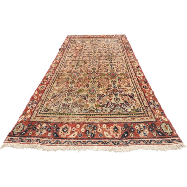 Mid-Century Modern Vintage Persian Mahal Runner - 03'09 X 08'07 For Sale - Image 3 of 9