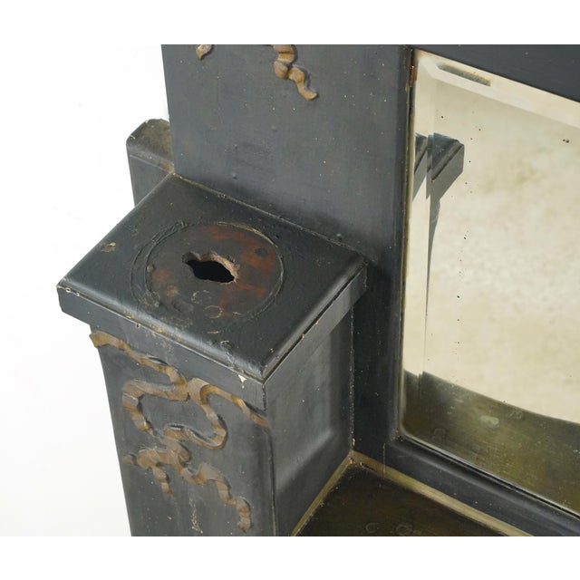 Victorian Black Wood Full Size Mantel With Mirror For Sale - Image 6 of 15