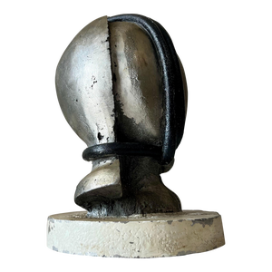 George Nama, Mod Brutalist Abstract Metal & Painting Heavy Sculpture Bust George Nama, 1973
