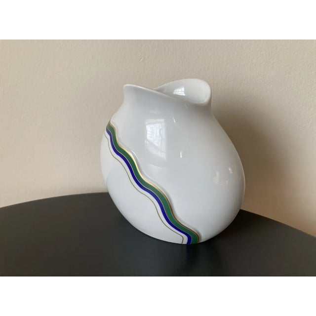 Geometric Undulation German White Porcelain Vase by Kaiser, Signed For Sale In New York - Image 6 of 12