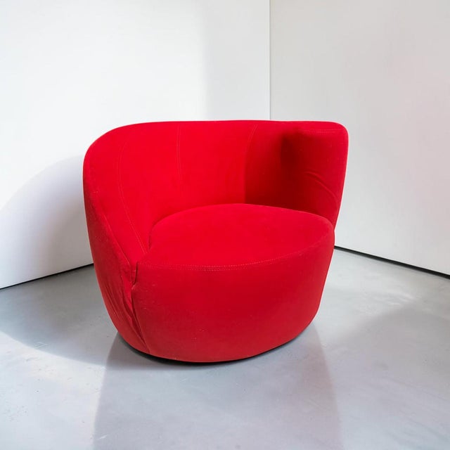 Textile Vladimir Kagan Style “Nautilus” Swivel Chair For Sale - Image 7 of 15
