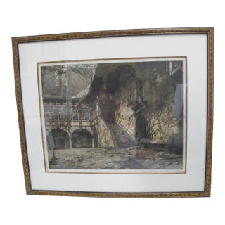 Signed Luigi Kasimir Signed Framed Austria Schallaburg Castle Etching For Sale