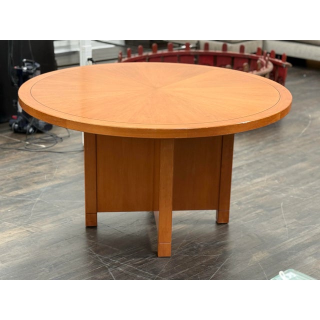 Natural Cherry Wood Finish With Marquetry Conference Table For Sale - Image 4 of 12