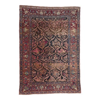 Early 20th Century Antique Persian Isfahan Rug - 04'09 X 06'09 For Sale