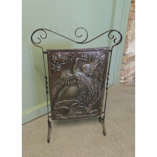 Arts and Crafts Iron Peacock Fire Screen, 1890 For Sale - Image 3 of 7