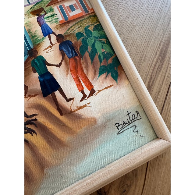1990s Late 20th Century Signed Haitian Folk Art Painting For Sale - Image 5 of 12