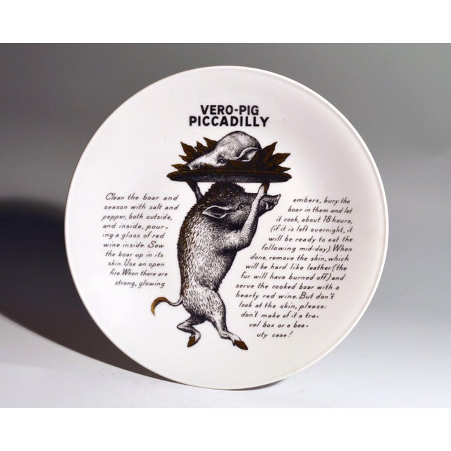 Surreal Supper: Fornasetti's "Vero Pig Piccadilly" Recipe Porcelain Plate Object: Promotional Plate, "Vero Pig Piccadilly"...