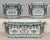 A set of three 19th century French polychrome painted faience planters, including a rectangular jardinière, and two square...