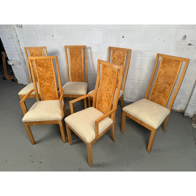 Mid-Century Modern Mid 20th Century Set of 6 Vintage Burl Wood Dining Chairs For Sale - Image 3 of 12