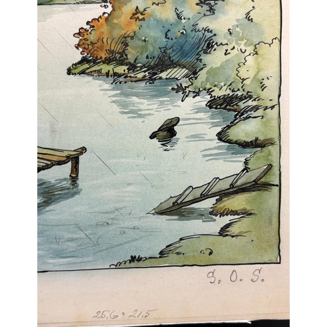 1930s Heinz Geilfuß, SOS at the Collapsed Footbridge, Gouache For Sale - Image 5 of 13