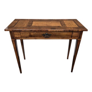 Italian Walnut Marquetry Desk, 1980s For Sale