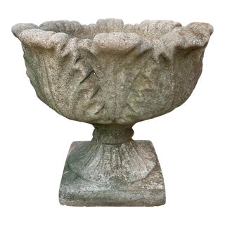 Vintage Classical Style Concrete Garden Urn Planter For Sale