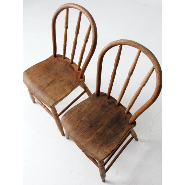 Antique Farmhouse Bow Back Dining Chairs Pair For Sale - Image 9 of 12