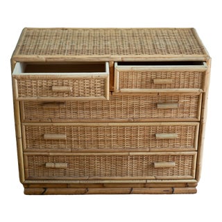 Small Bamboo and Rattan Chest of Drawers, 1980s For Sale