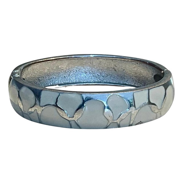 Vintage Silver & Enamel Clamper Bracelet For Sale