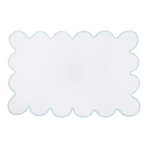 Kassatex x Chairish Scallop Tubmat, White/Powder Blue