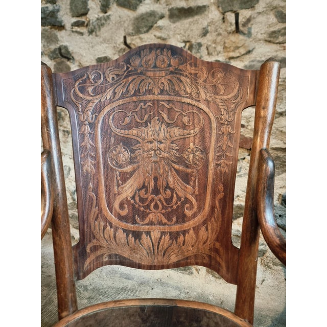 This elegant bentwood armchair was produced by Jacob & Josef Kohn in Vienna around circa 1900. Crafted from solid beech...