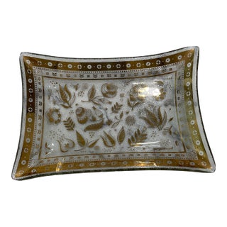 1950s Mid-Century Modern Georges Briard Pebbled, Rectangular Dish With Gilded Persian Garden Motif For Sale