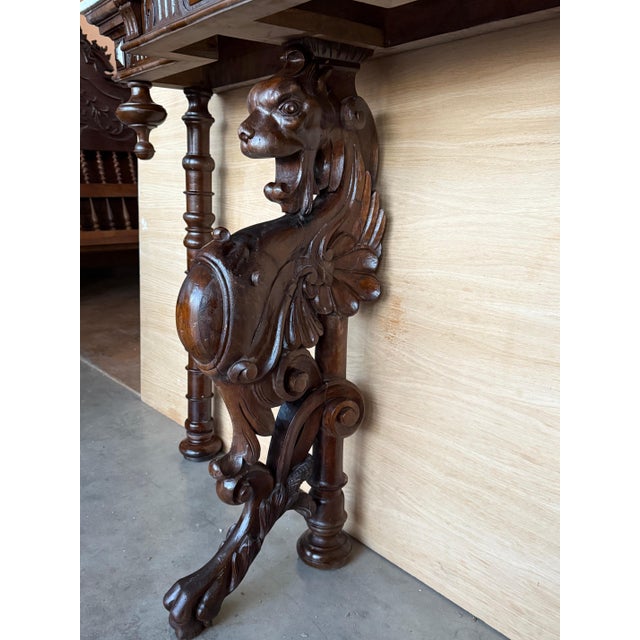 Antique Italian Renaissance Revival Carved Figural Bust, Winged Lions Head For Sale - Image 12 of 18