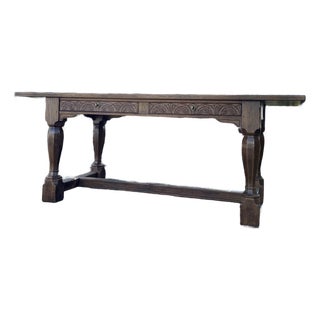 Vintage Henredon Carved Walnut Writing Desk With Ball & Claw Style Legs, 76” For Sale