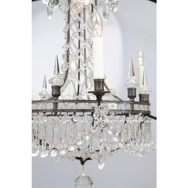 Metal 1940s Baroque Italian Bronze & Crystal Chandelier For Sale - Image 7 of 15