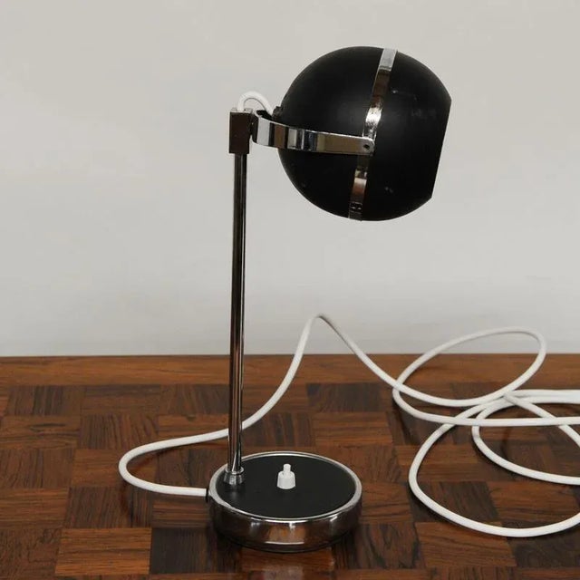 Vintage Black and Silver Eyeball Table Lamp, 1960s For Sale - Image 4 of 10