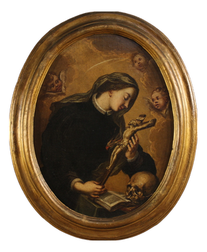 Italian Artist, Oval Portrait of Saint Catherine of Genoa, 1670, Oil on Canvas