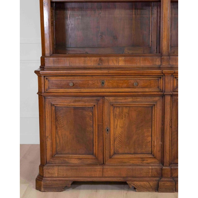 Italian 19th Century Walnut Bookcase with Architectural Design For Sale - Image 10 of 13