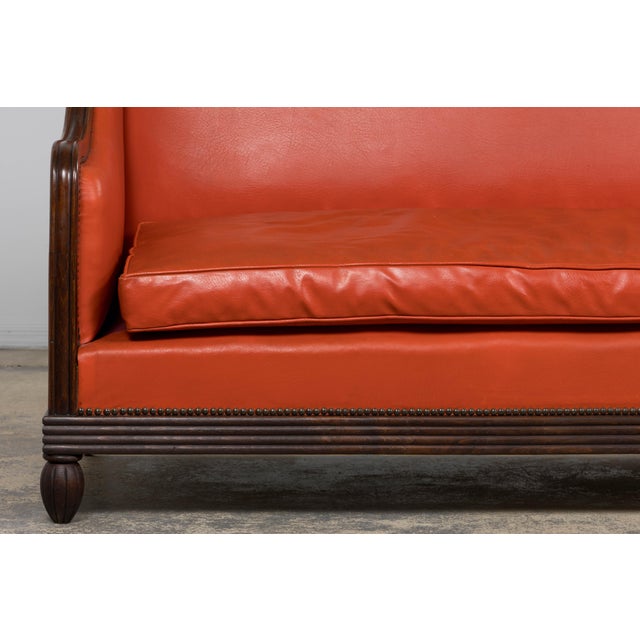 1930s 1930s French Art Deco Oak Canape in Faux Leather For Sale - Image 5 of 18