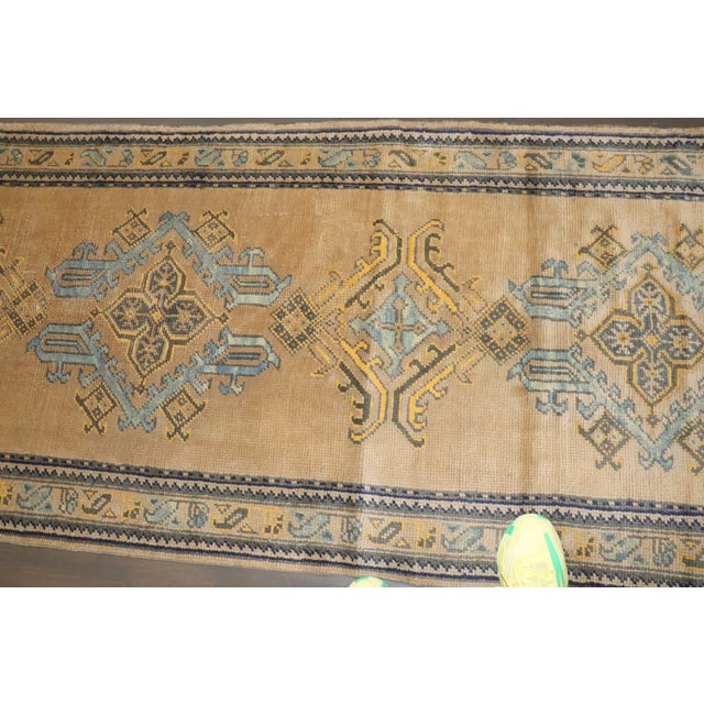 Antique Zabihi Collection Long Turkish Oushak Runner - 3'2" x 17'5" For Sale In New York - Image 6 of 11