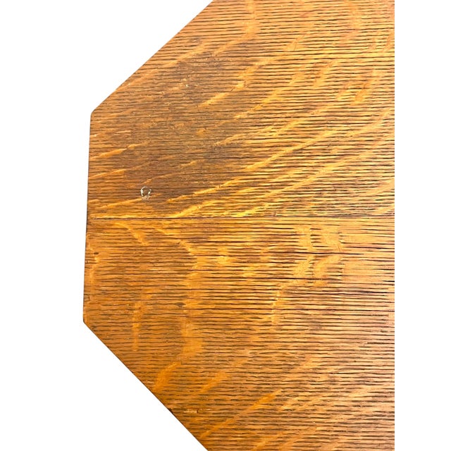 Antique Oak Folk Art Arts and Crafts Mission Table For Sale - Image 9 of 16