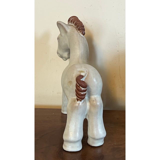1940's Swedish Mid-Century Modern Pottery Horse by Vicke Lindstrand for Uppsala Ekeby - "Häst" For Sale - Image 9 of 15