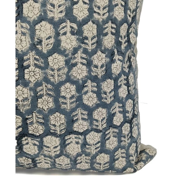 Tulsi Buti Block Printed Pure Linen Throw Pillow Cover 26x26 Inch For Sale - Image 4 of 5