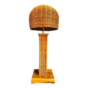 Large Scale Vintage Mushroom-Shaped Wicker Table Lamp