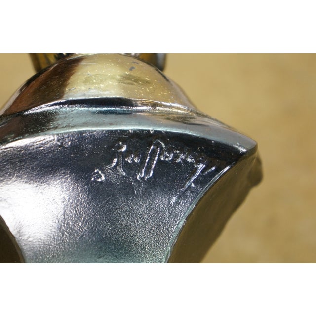 Cast Spelter Metal Bust of Napoleon Library Statue Paperweight Marble Base 7" For Sale - Image 12 of 12