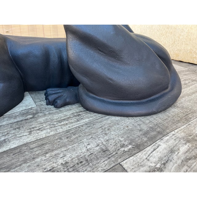 Large Hollywood Regency Black Panther Sculptural Base Coffee Table. Circa 1970s For Sale - Image 12 of 17