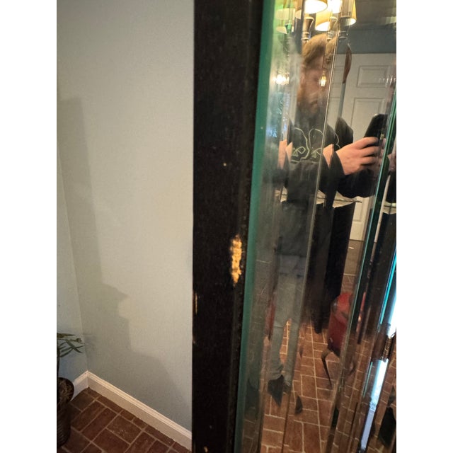 Vintage Four Panel Beveled Mirrored Screen For Sale - Image 10 of 16