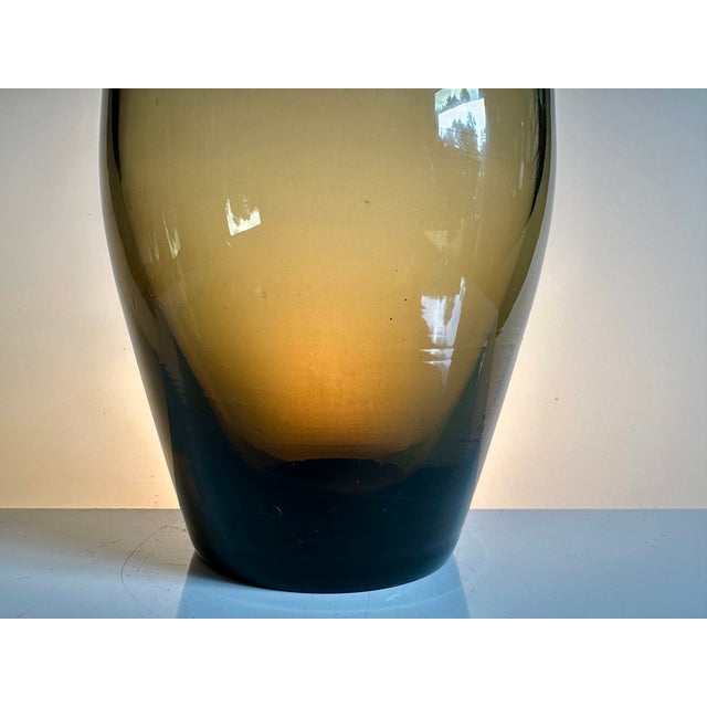 Mid-Century Thick-Walled Smoked Glass Vase, Germany, 1960s For Sale - Image 4 of 13