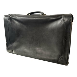 Large 1960s Full Leather Black Gucci Suitcase For Sale