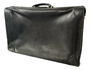 Large 1960s Full Leather Black Gucci Suitcase