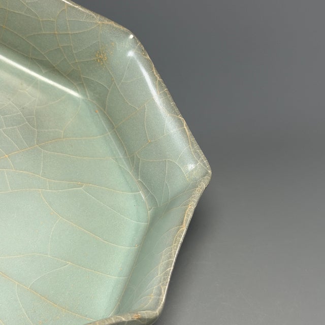 Antique Chinese Celadon Octagonal Brush Washer, Collectible Antique For Sale - Image 4 of 6