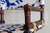 Contemporary 1970s McGuire Director’s X-Chair in Textured Off-White and Colbalt For Sale - Image 3 of 11