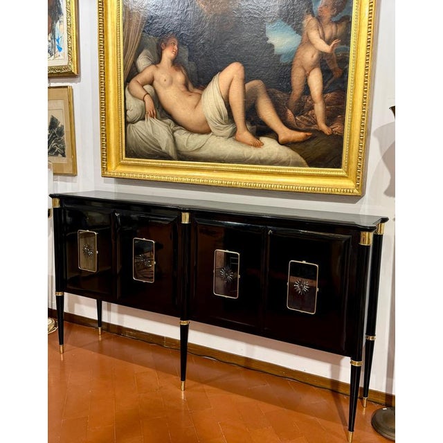 Mid-Century Italian Black Lacquered and Brass Sideboard by Paolo Buffa, 1950 For Sale - Image 9 of 13