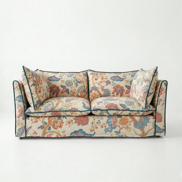 Not Yet Made - Made To Order Sophie Conran Coco 2.5 Seater Sofa - Kitty Indian Summer with Contrast Welt Knife Edge Cushion For Sale - Image 5 of 5