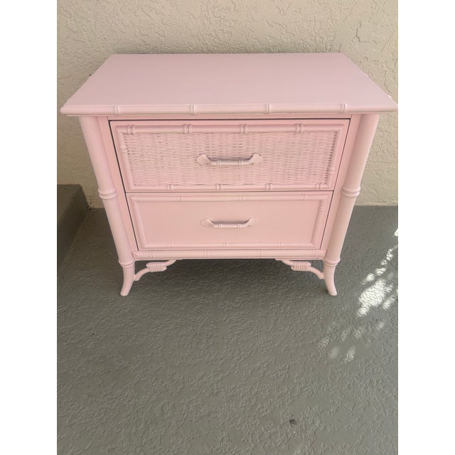 Late 20th Century Late 20th Century Stanley Furniture Pink Faux Bamboo Style Nightstand For Sale - Image 5 of 8