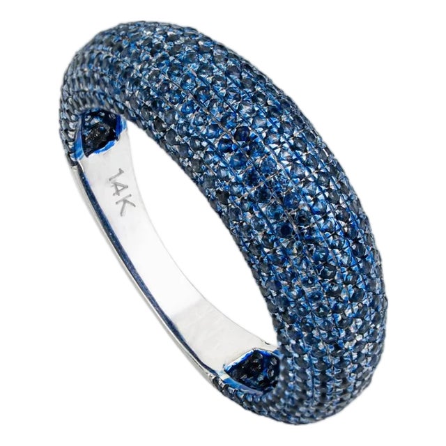 Chic 2.03ct Sapphire Cluster Contemporary Chunky Ring Size 4 in 14k Solid Gold For Sale