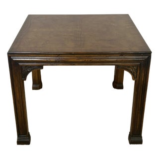 1970s Henredon Burl Oak French-Influenced Square Side Table For Sale