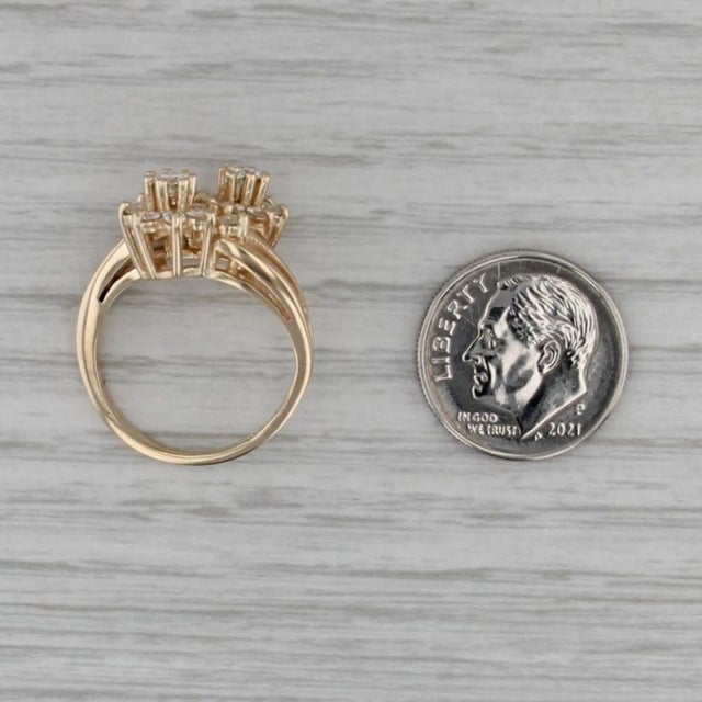 Gold 0.65ctw Diamond Flower Bypass Ring 14k Yellow Gold Size 5.5 For Sale - Image 8 of 8